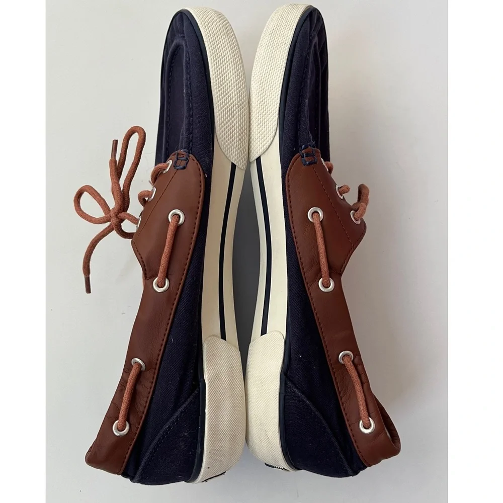 Polo Ralph Lauren Men’s Rylander Blue and Brown Canvas Boat Shoes 11D